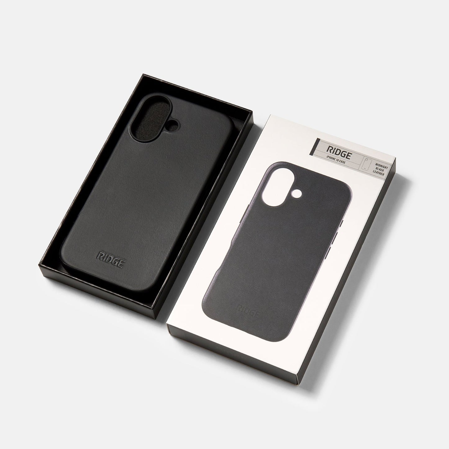 Ridge Phone Case - Midnight Black Leather - iPhone 16