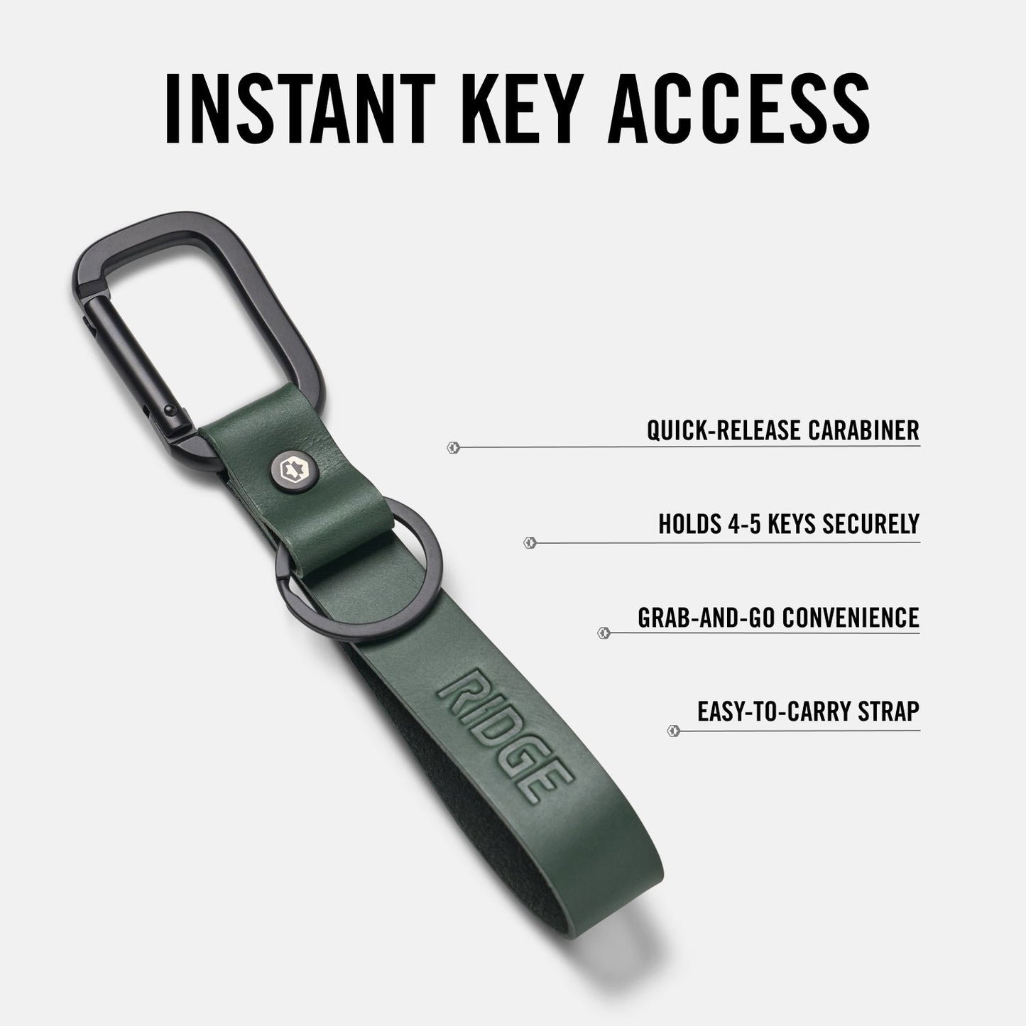 Ridge Keychain - Hunter Green Leather