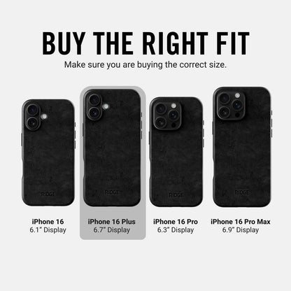 Ridge Phone Case - Midnight Black Leather - iPhone 16 Plus