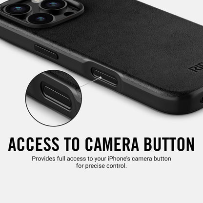 Ridge Phone Case - Midnight Black Leather - iPhone 16 Pro Max